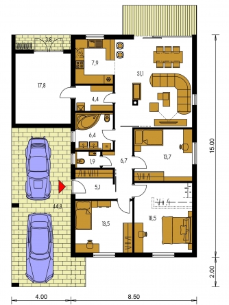 Plan de sol du rez-de-chaussée - BUNGALOW 209